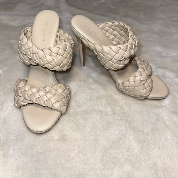 Tony Bianco Nude Leather Woven Heels Size 8.5 - Picture 2 of 12
